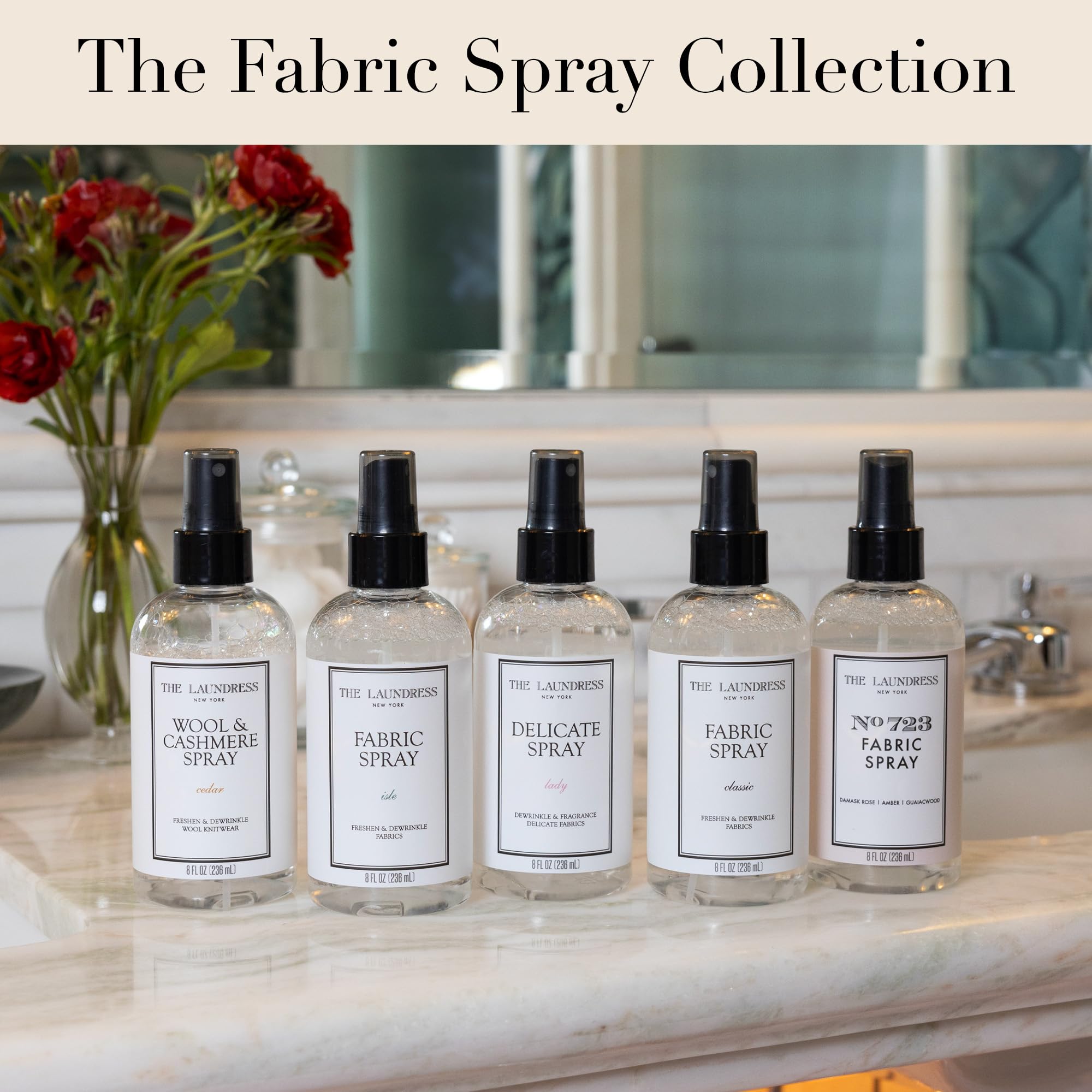 The Laundress Cedar Scent Spray treating delicate fabrics with a subtle fragrance