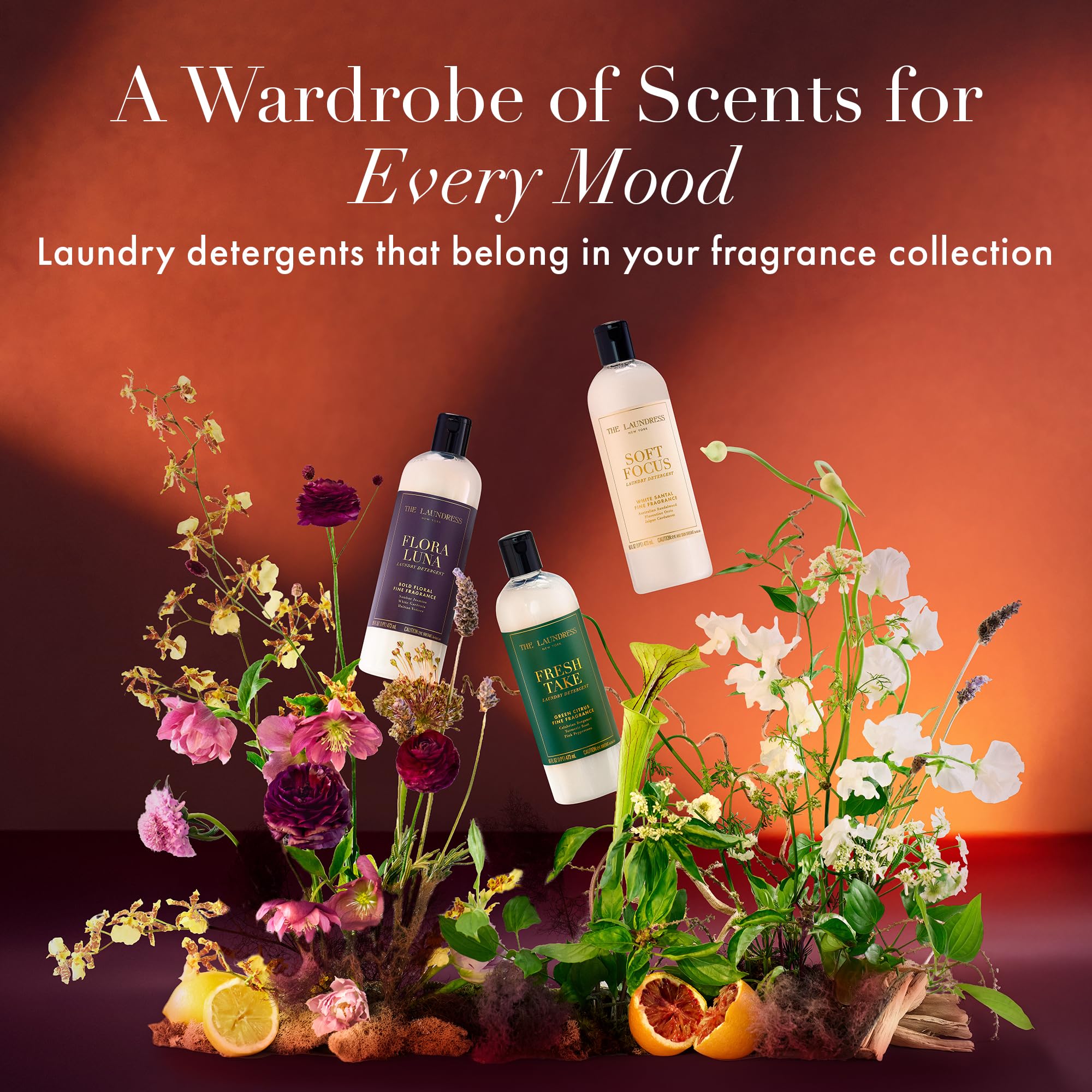 The Laundress Flora Luna BioRadiance tech illustration denotes enzyme blend.