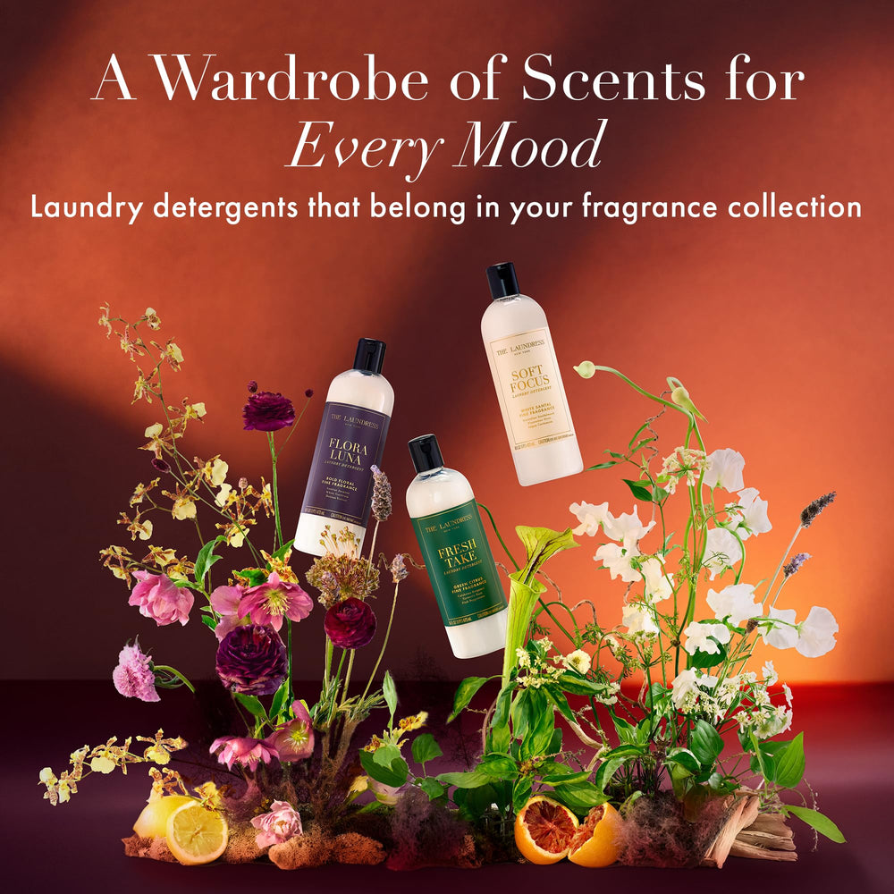 The Laundress Flora Luna BioRadiance tech illustration denotes enzyme blend.