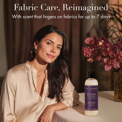 The Laundress Flora Luna fragrance label highlights BioRadiance technology for vibrant fabrics.