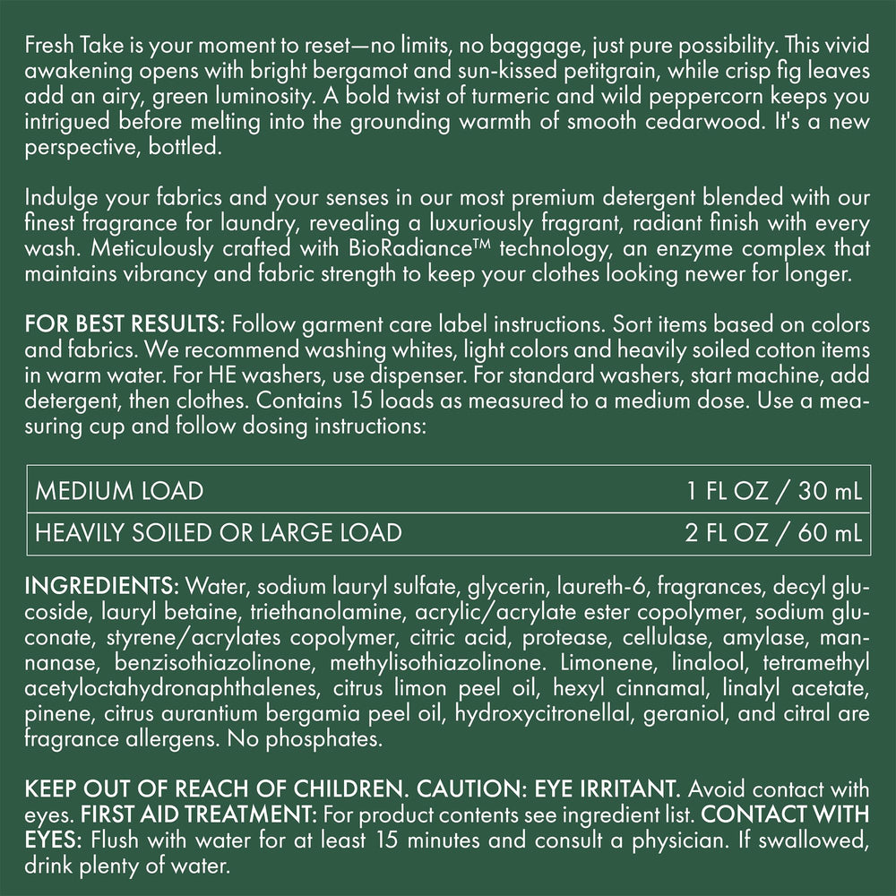 The Laundress Fresh Take detergent foam shows creamy cleaning action for efficient washing.