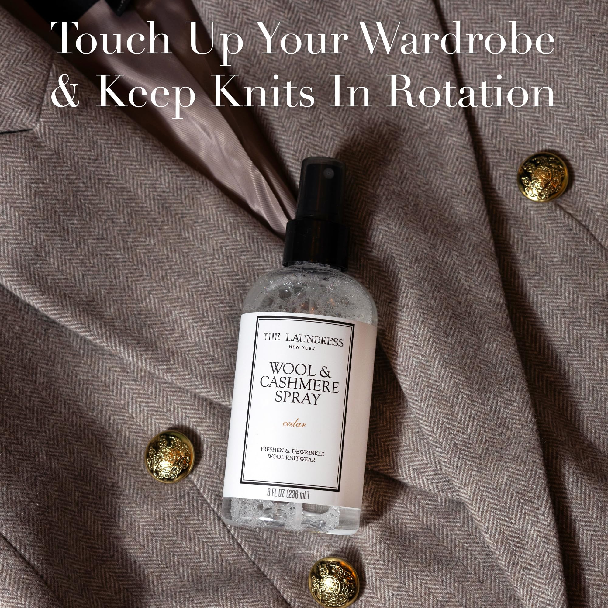 The Laundress Upholstery and Linen Spray delivering a crisp cedar scent for home fabrics