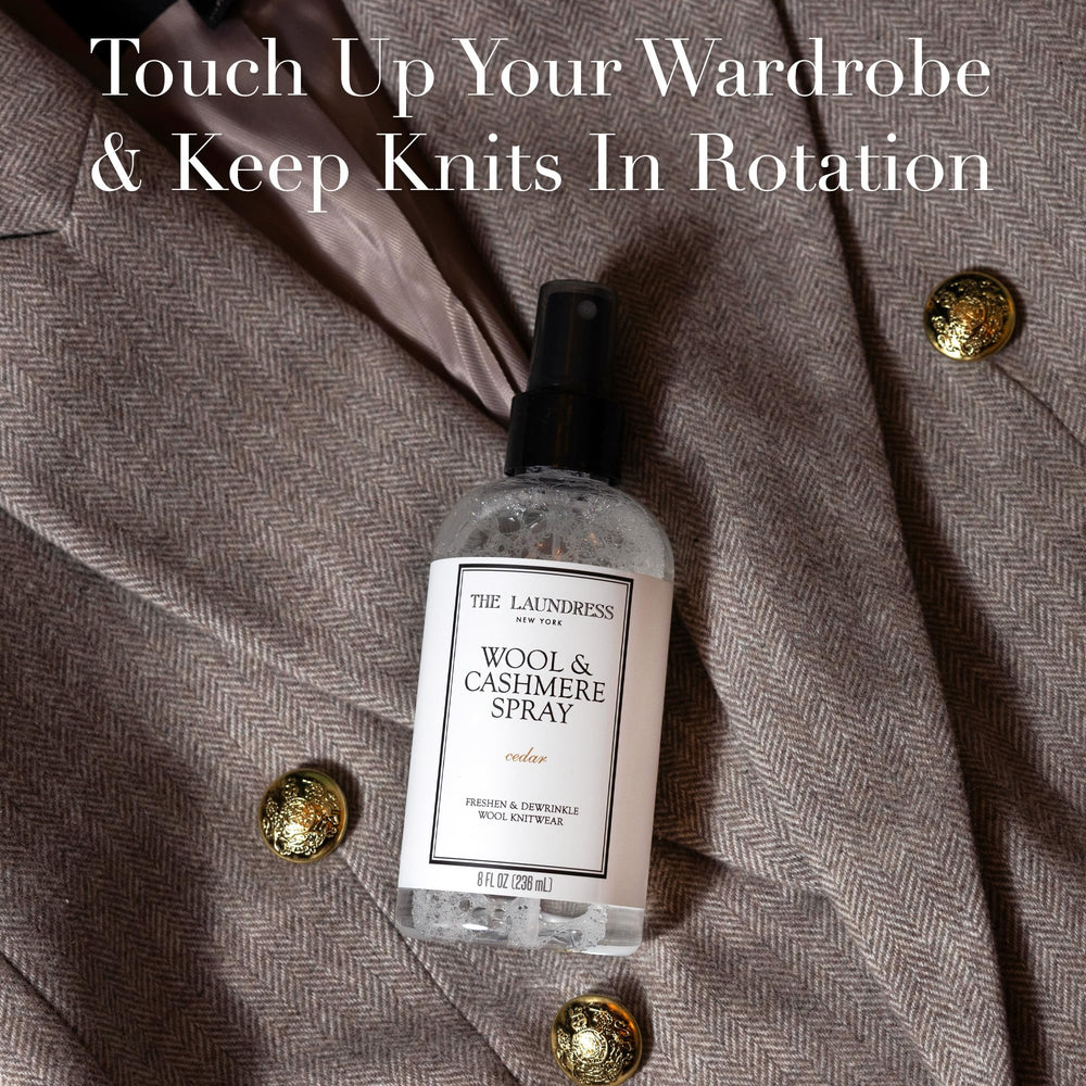 The Laundress Upholstery and Linen Spray delivering a crisp cedar scent for home fabrics