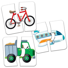 The Learning Journey vehicle puzzle card shows a bus in bright colors for learning engagement.