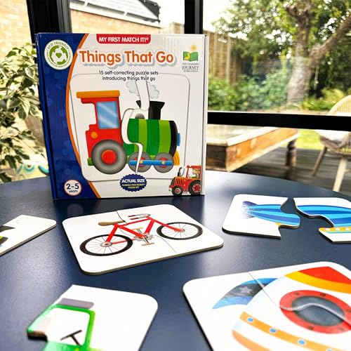 The Learning Journey puzzle card with a truck promotes matching skills through vibrant visuals.