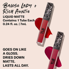 The Lip Bar Rich Auntie swatch reveals deep berry pigment and smooth glide.