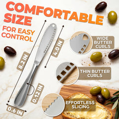 The Little Green Change spreader with blade holes for neat, non-stick spreading