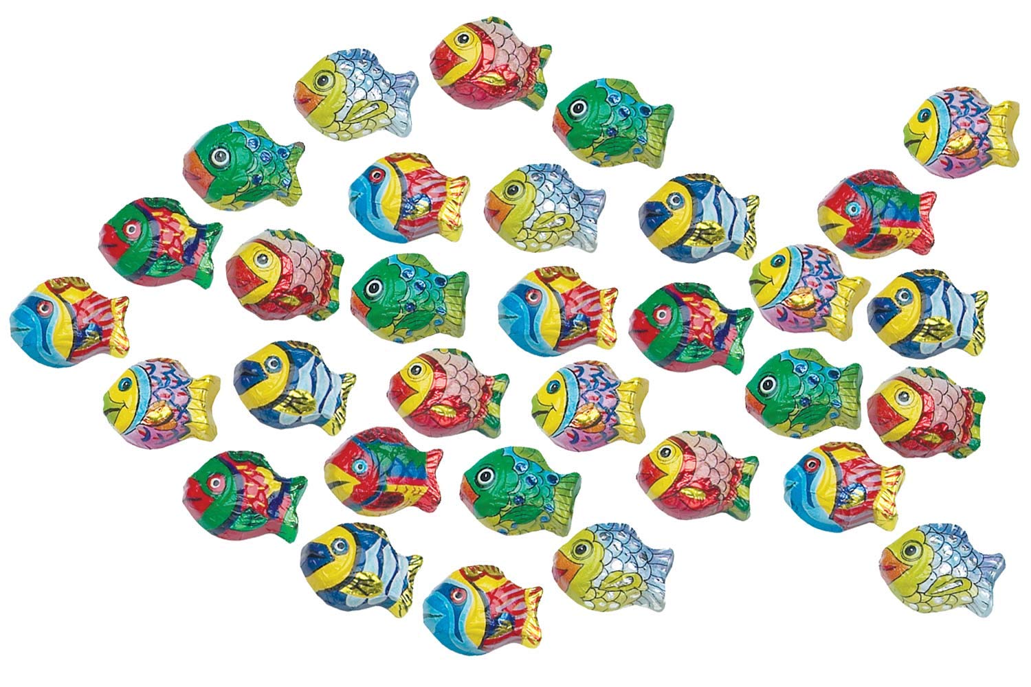 8 oz bag of Madelaine mini fish chocolates wrapped for gift bags