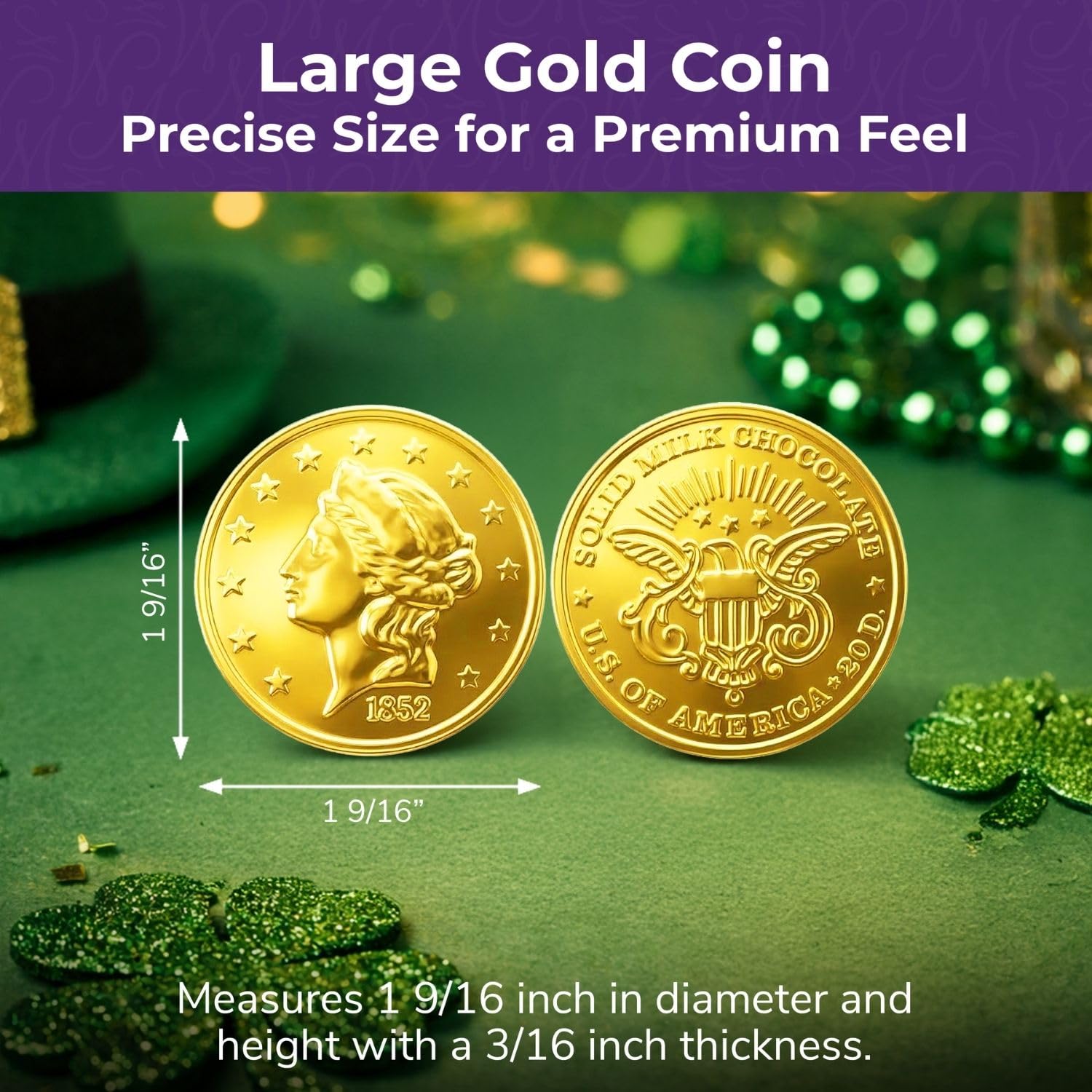 THE MADELAINE CHOCOLATE COMPANY gold coins in a candy dish enhance Easter displays.