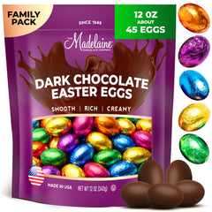 The Madelaine Chocolate Company dark Easter egg in jewel-tone foil, ideal for gifting.