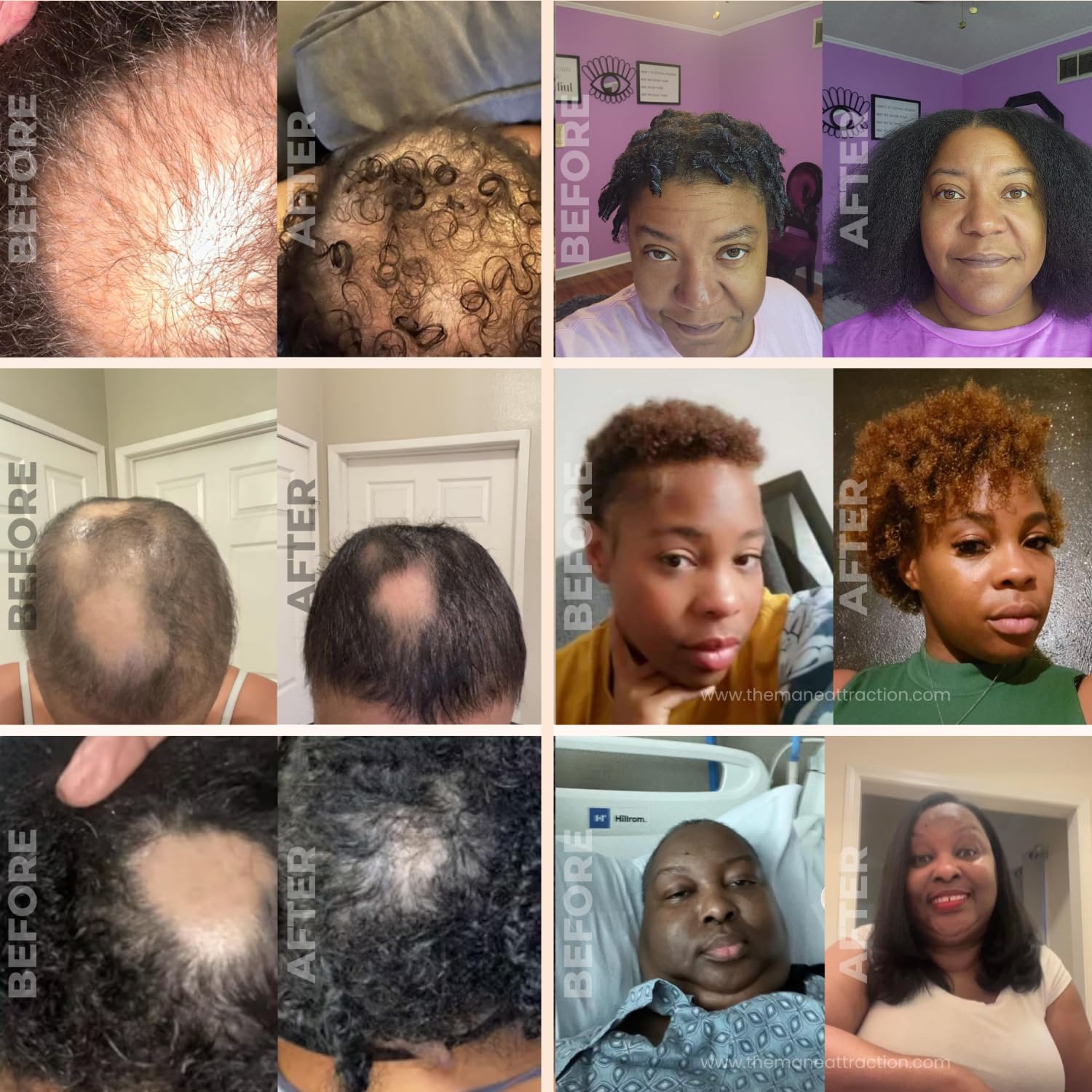 The Mane Attraction hair oil on hair demonstrating compatibility with all hair types.