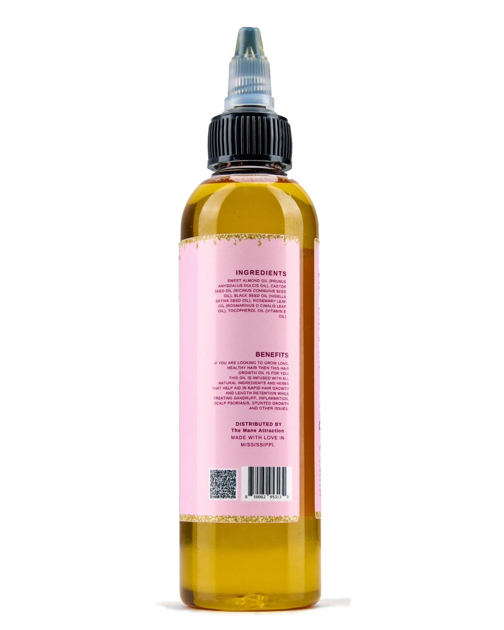 The Mane Attraction hair oil adds shine and softness without heaviness.
