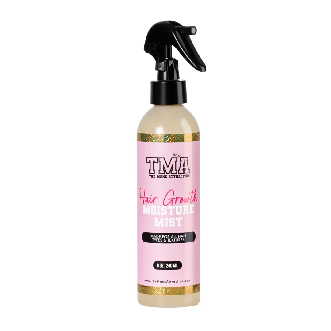 The Mane Attraction Nourishing Daily Hair Growth Moisture Mist bottle delivering lightweight hydration.