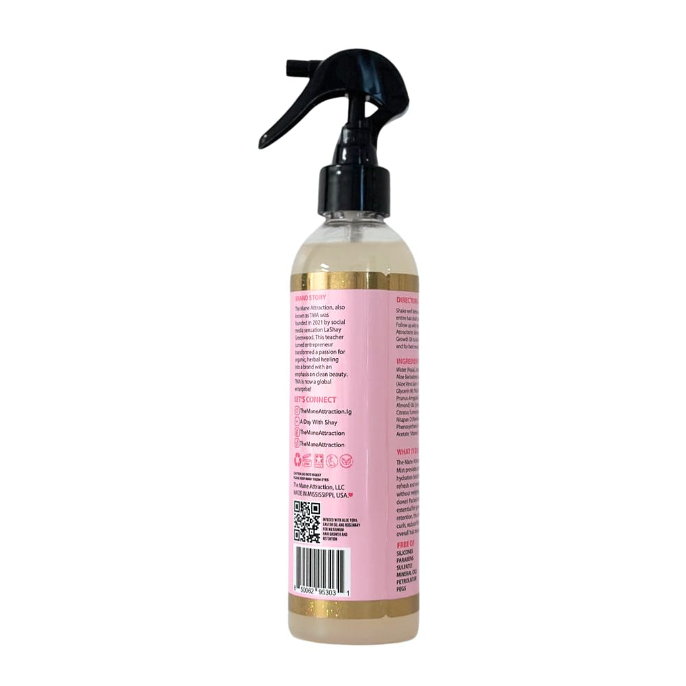 The Mane Attraction Nourishing Daily Hair Growth Moisture Mist with Aloe and Honey provides lightweight hydration.