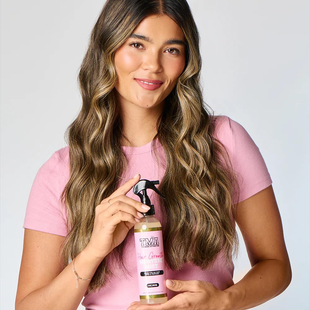 The Mane Attraction Nourishing Daily Hair Growth Moisture Mist lemongrass oil highlights frizz control.