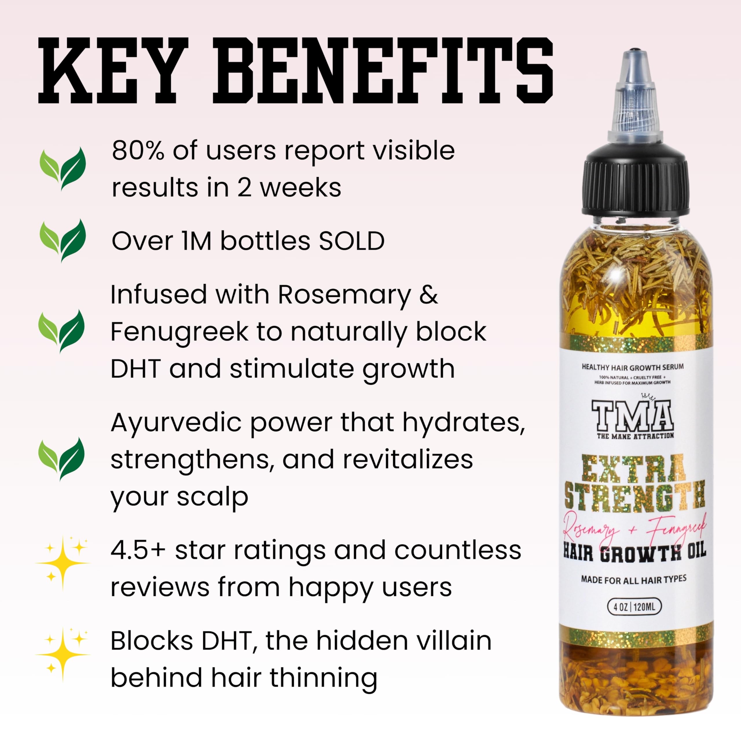 The Mane Attraction bottle closeup highlights a clean, non-greasy, fast-absorbing formula.