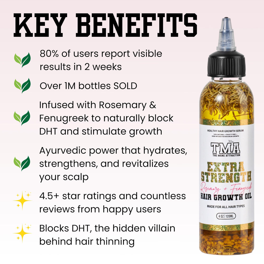 The Mane Attraction bottle closeup highlights a clean, non-greasy, fast-absorbing formula.