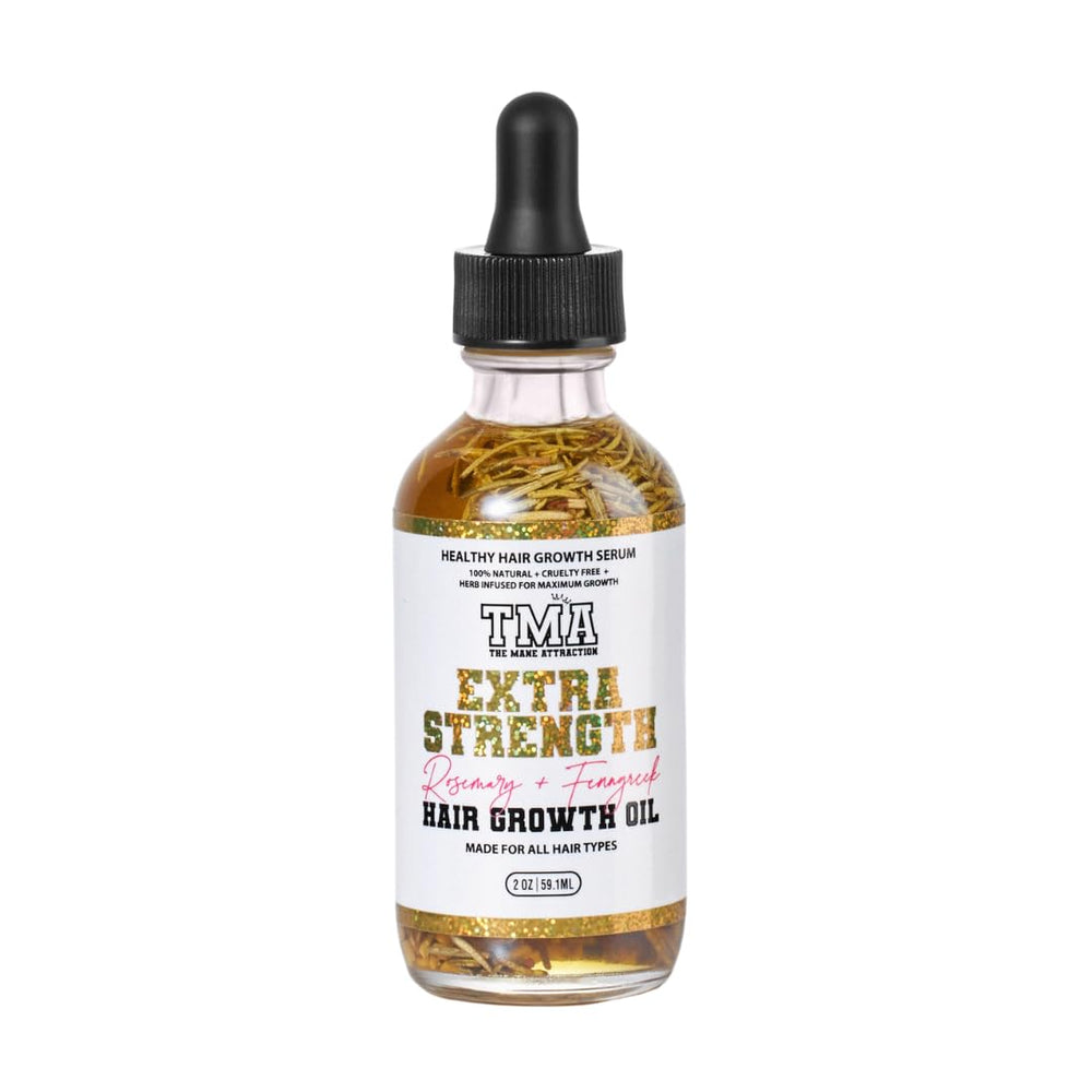 The Mane Attraction Rosemary Fenugreek Oil bottle, lightweight and suitable for all hair types.