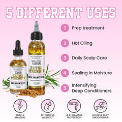 The Mane Attraction Rosemary Fenugreek Oil label highlights ingredients for balanced scalp care.