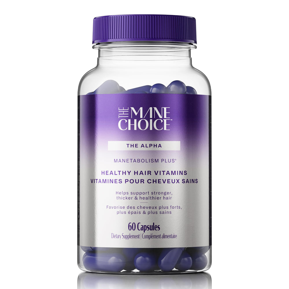 The Mane Choice Manetabolism Plus bottle with capsules supporting hair health