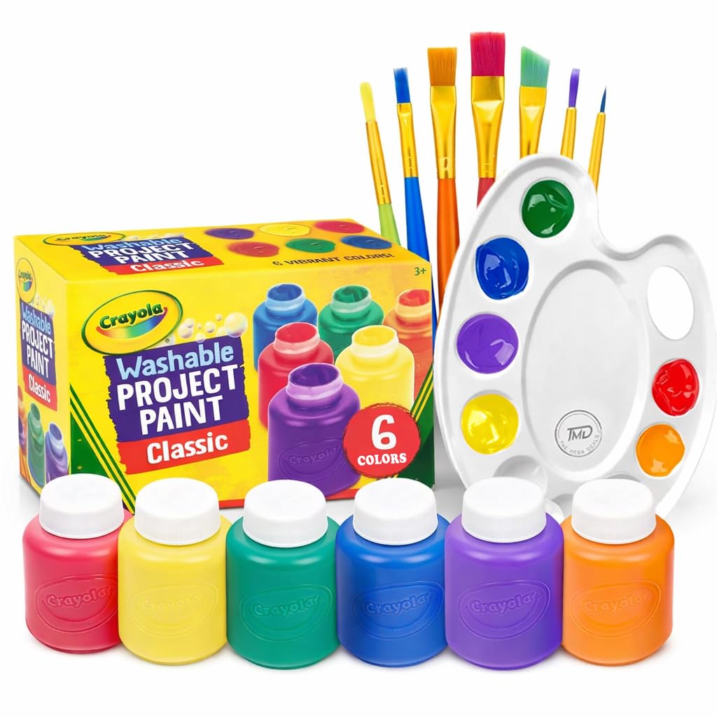 The Mega Deals kids painting set with paints and brushes for creative, mess-friendly art.