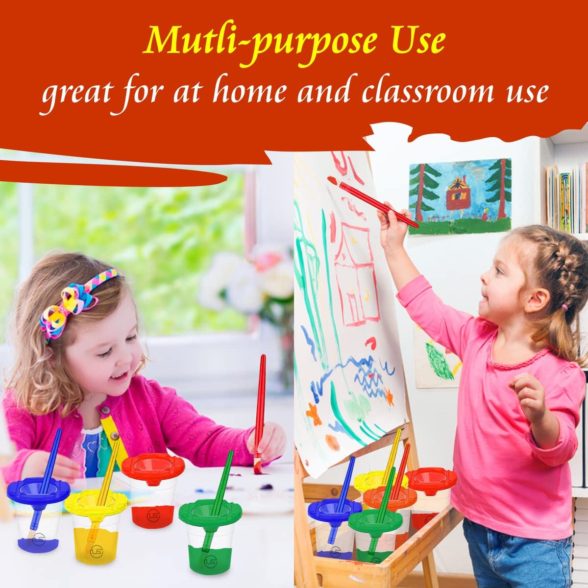 The Mega Deals Kids Painting Set finger painting session with washable colors.
