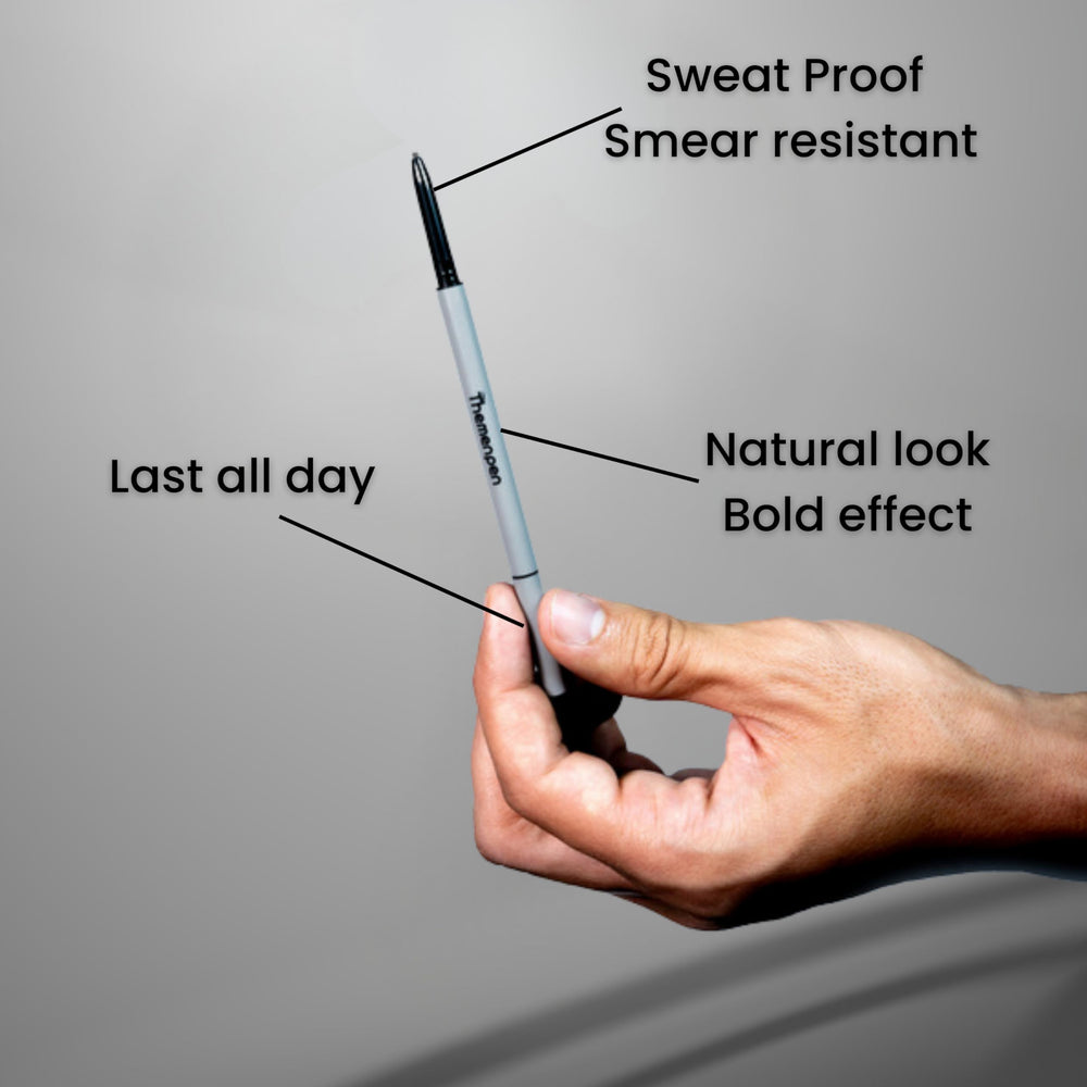 The Men Pen compact design fits in your grooming kit for on-the-go touch-ups.
