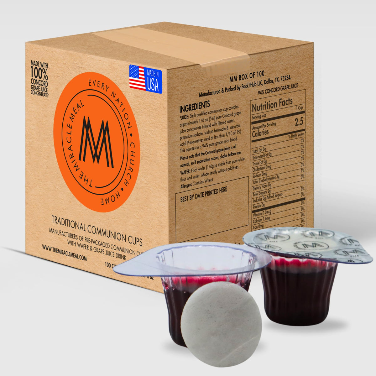 The Miracle Meal cups front view for quick service planning.