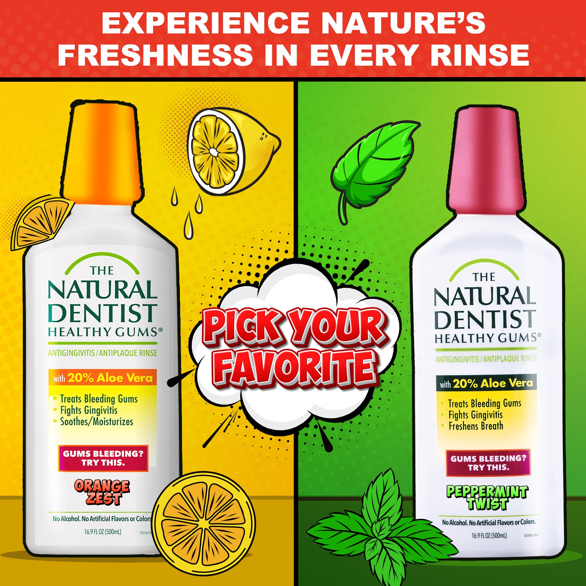 The Natural Dentist Orange Zest mouthwash for kids image highlights family-friendly daily care.