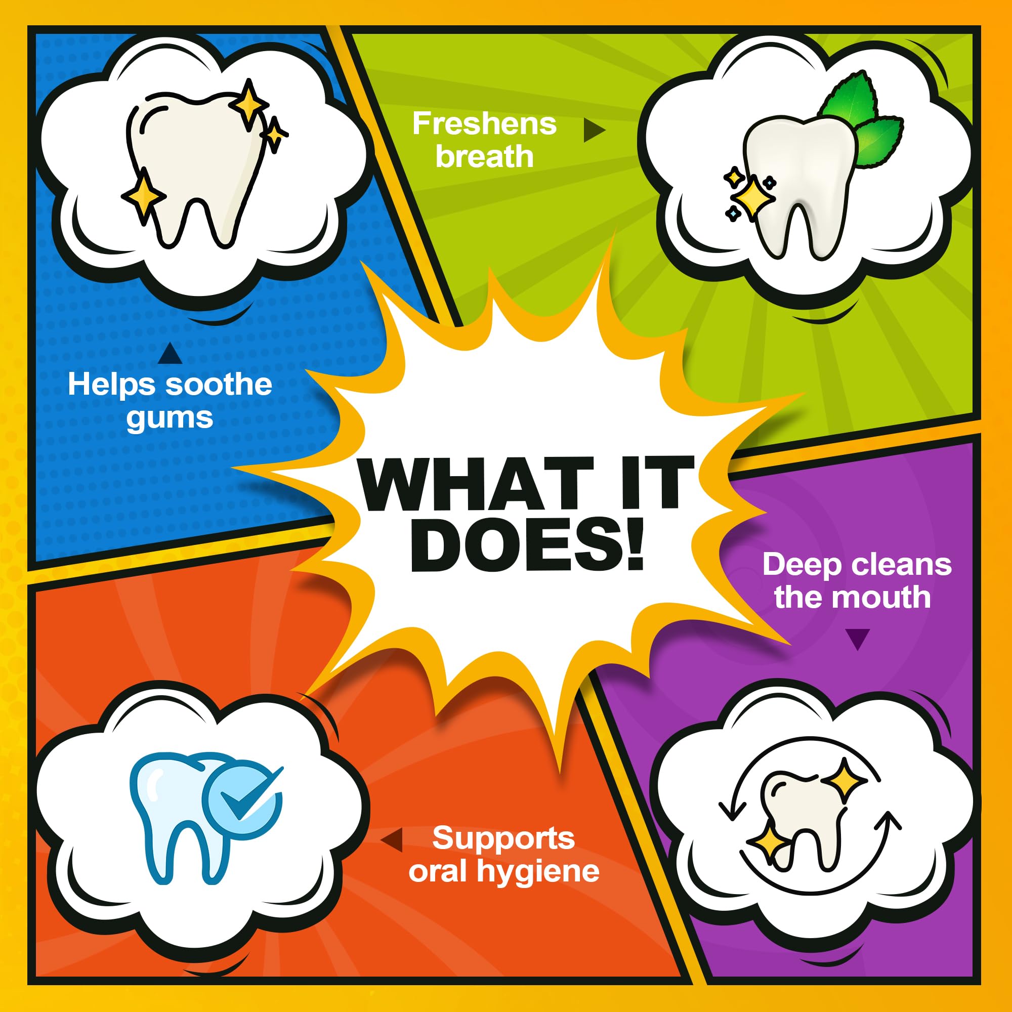 The Natural Dentist Orange Zest mouthwash label closeup highlights fluoride-free formula and botanicals.