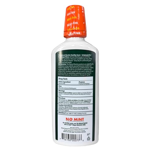 The Natural Dentist Orange Zest mouthwash packaging shows cruelty-free labeling and recyclable materials.