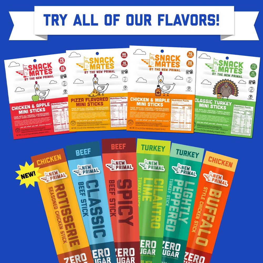 20-stick pack of New Primal Lightly Peppered Turkey Sticks