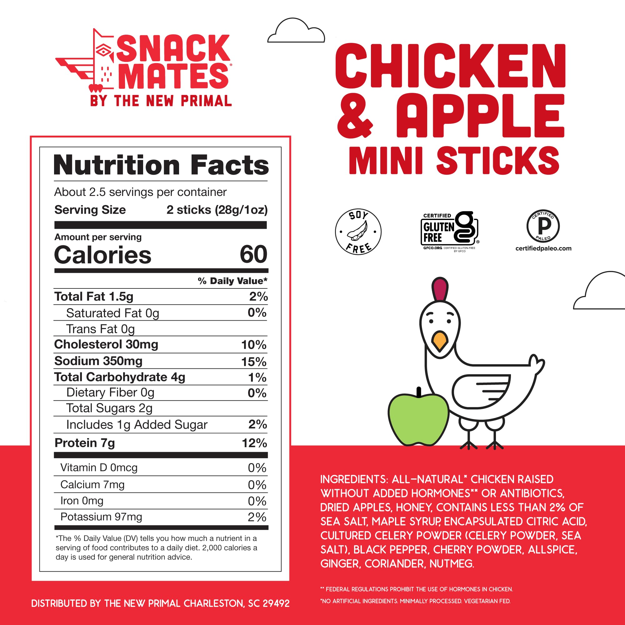 The New Primal Snack Mates Chicken and Apple Stick is ideal for lunchboxes and quick protein.