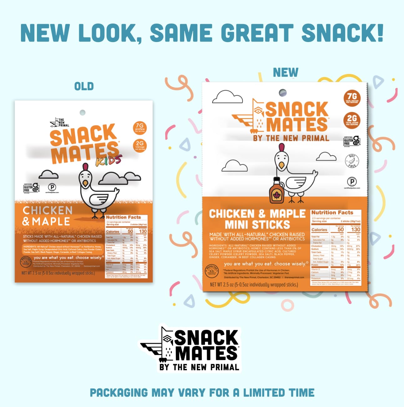 Individually wrapped chicken maple sticks, perfect for travel
