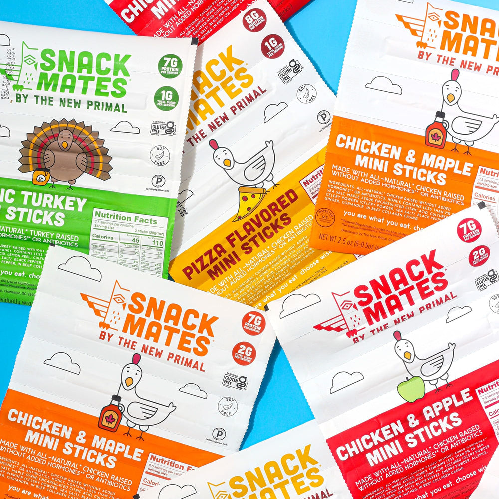 Hormone-free and antibiotic-free poultry claims on Snack Mates packaging