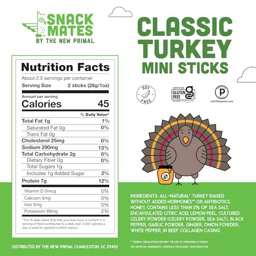 The New Primal Snack Mates turkey stick is lunchbox-ready for easy kid snacks.