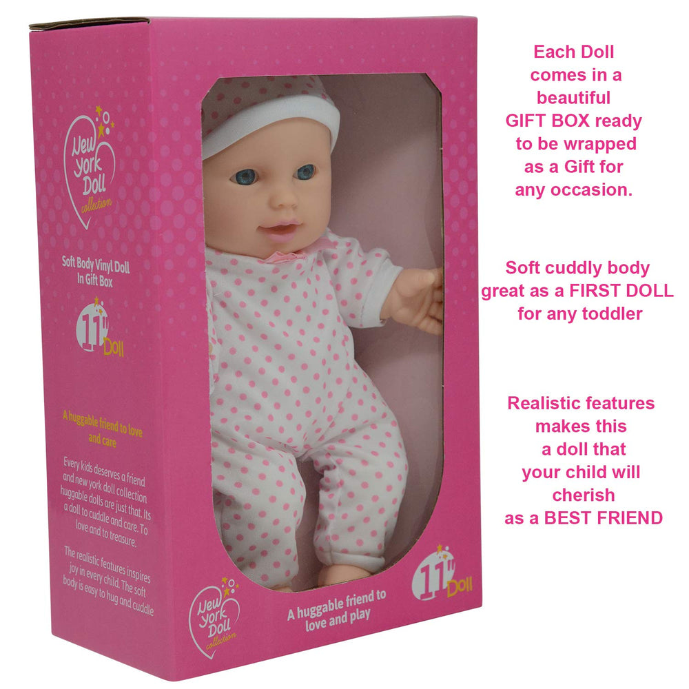 The New York Doll Collection vinyl head and limbs with lifelike charm.