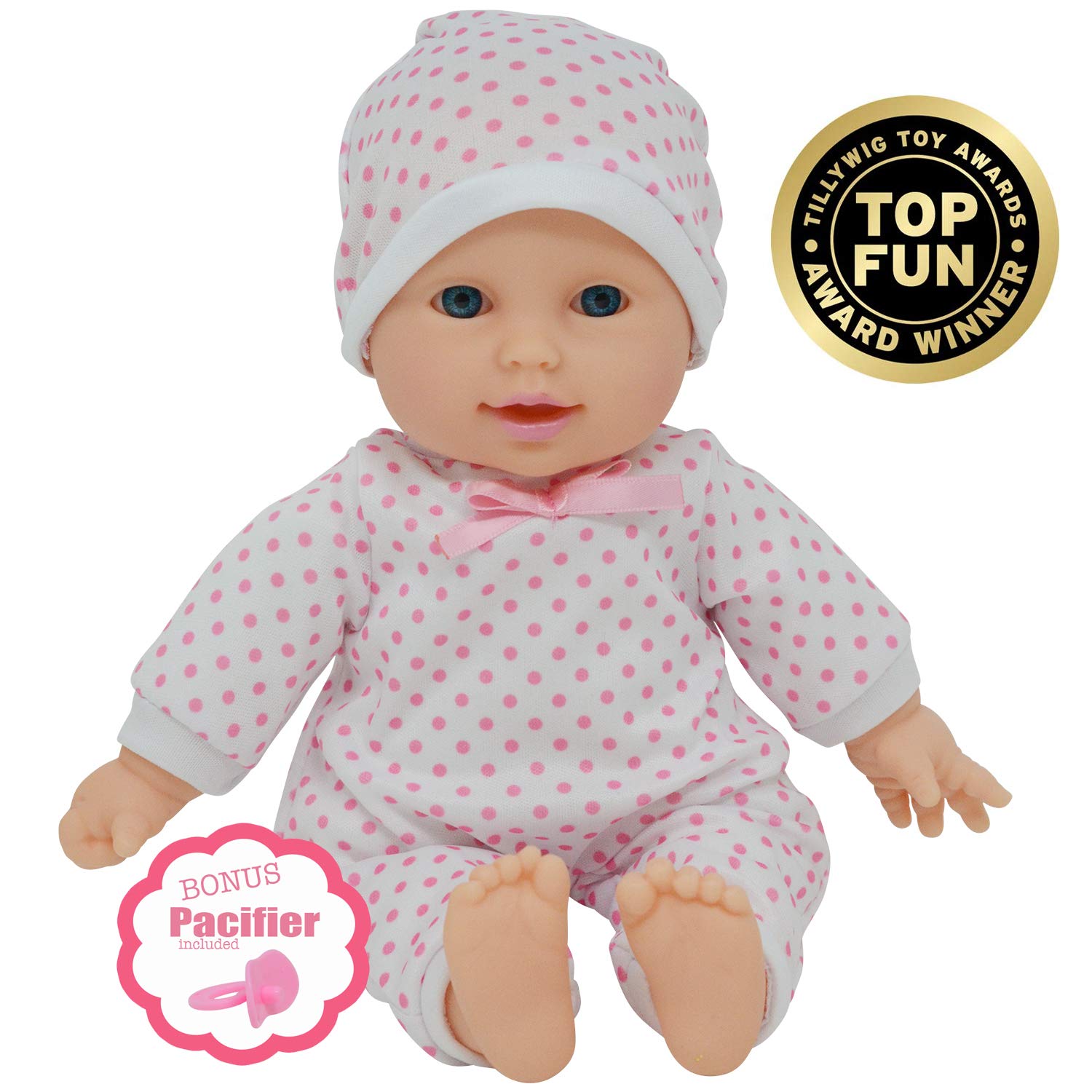 The New York Doll Collection pacifier included for soothing play.