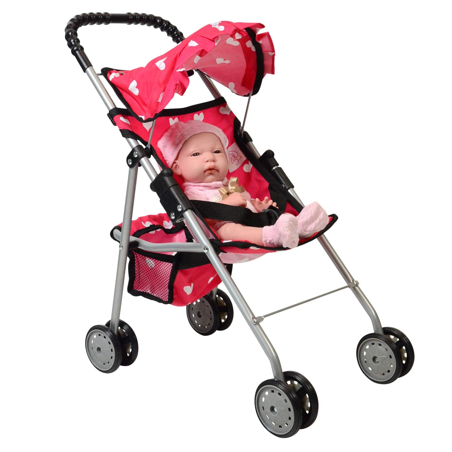 The New York Doll Collection bottom basket enhances pretend shopping and storage.