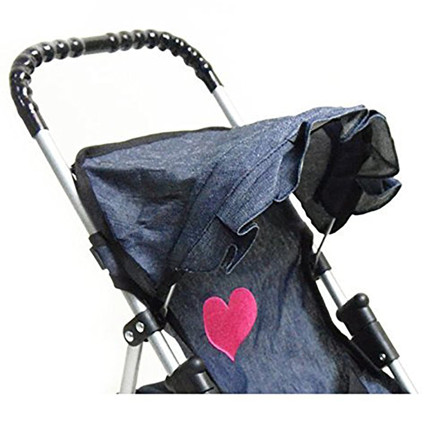 The New York Doll Collection My First Doll Stroller Denim Double Wheels adds stability on different surfaces.