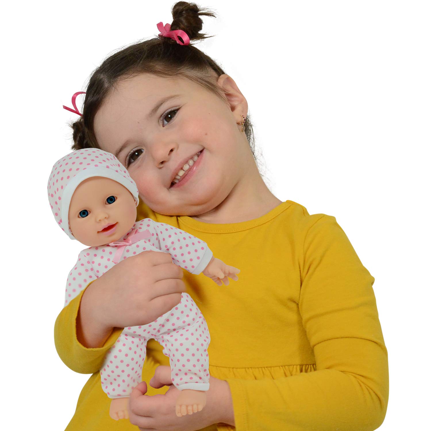 The New York Doll Collection polka-dotted onesie for playful dress-up.