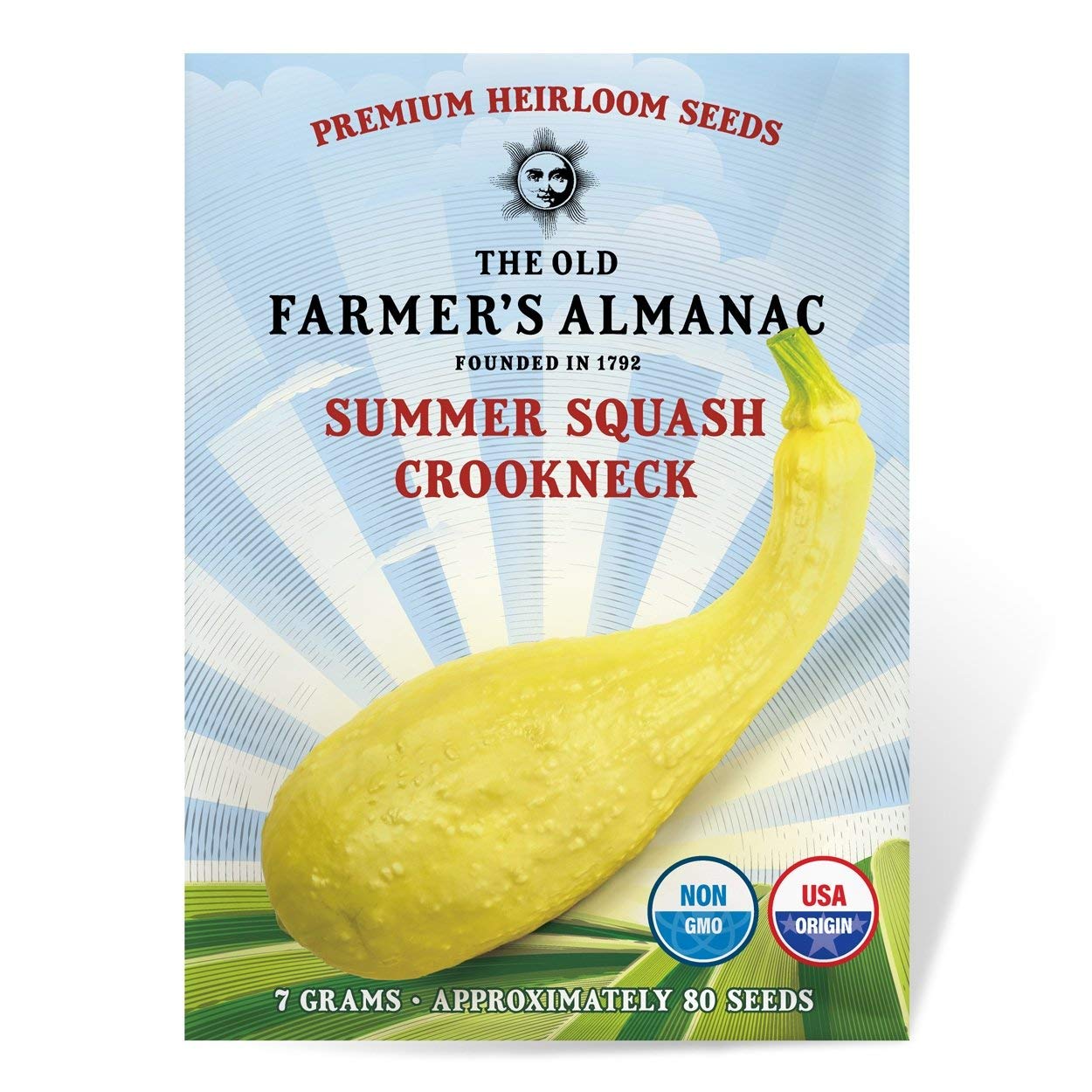 The Old Farmer's Almanac crookneck squash fruit on vine, ideal for fresh harvest and quick meals.