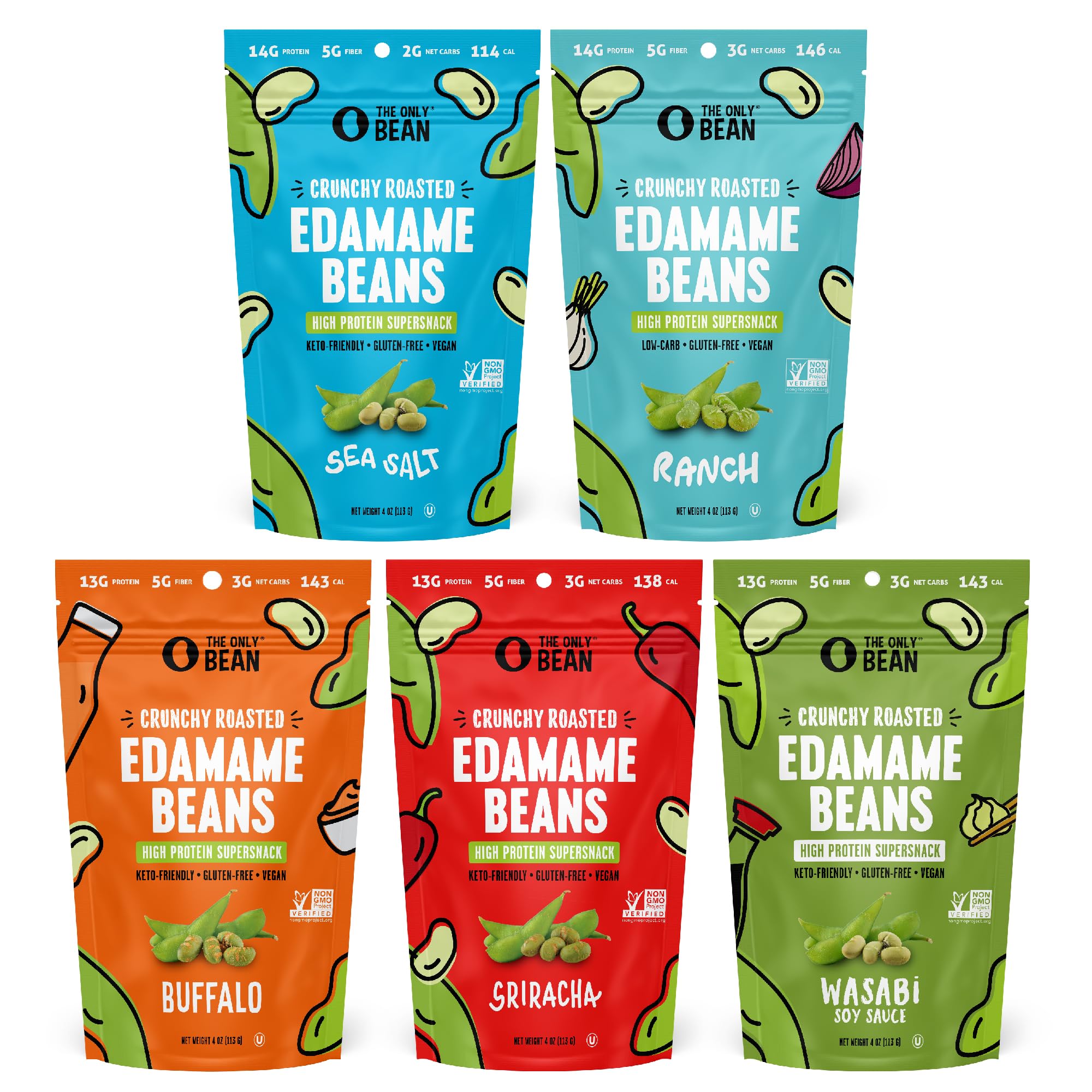 The Only Bean Crunchy Edamame Ranch pack provides creamy, herb-forward taste.