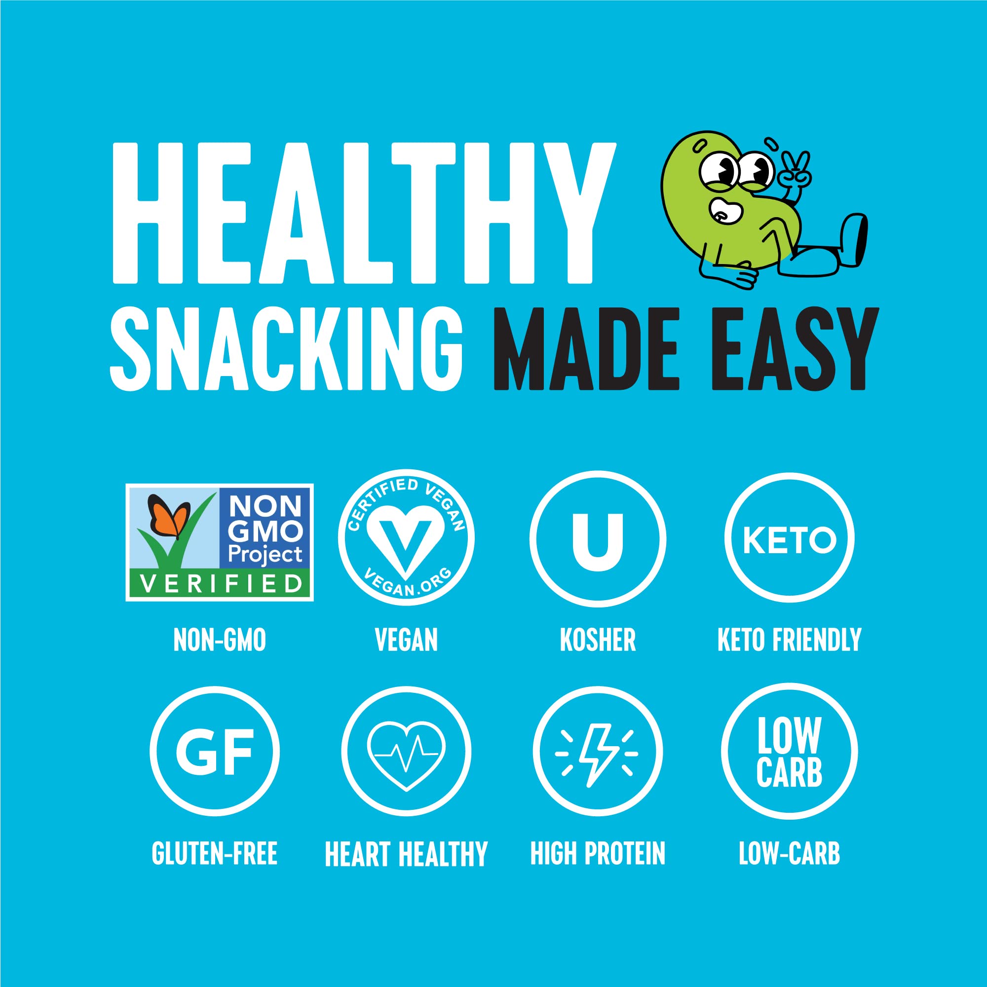 The Only Bean Crunchy Edamame Sea Salt side-view showcases snack-ready packaging.