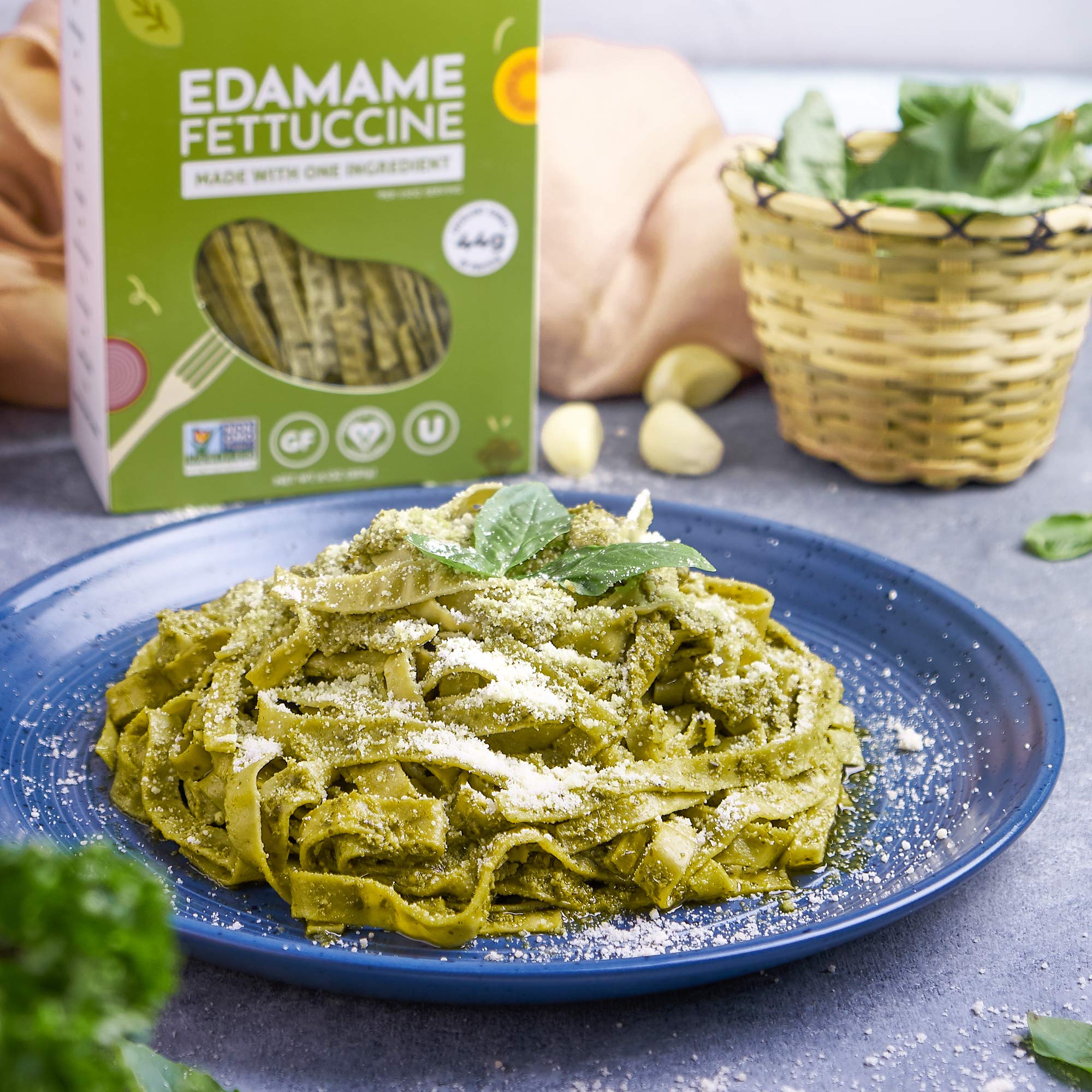 Low-carb note for The Only Bean Edamame Fettuccine pasta serving