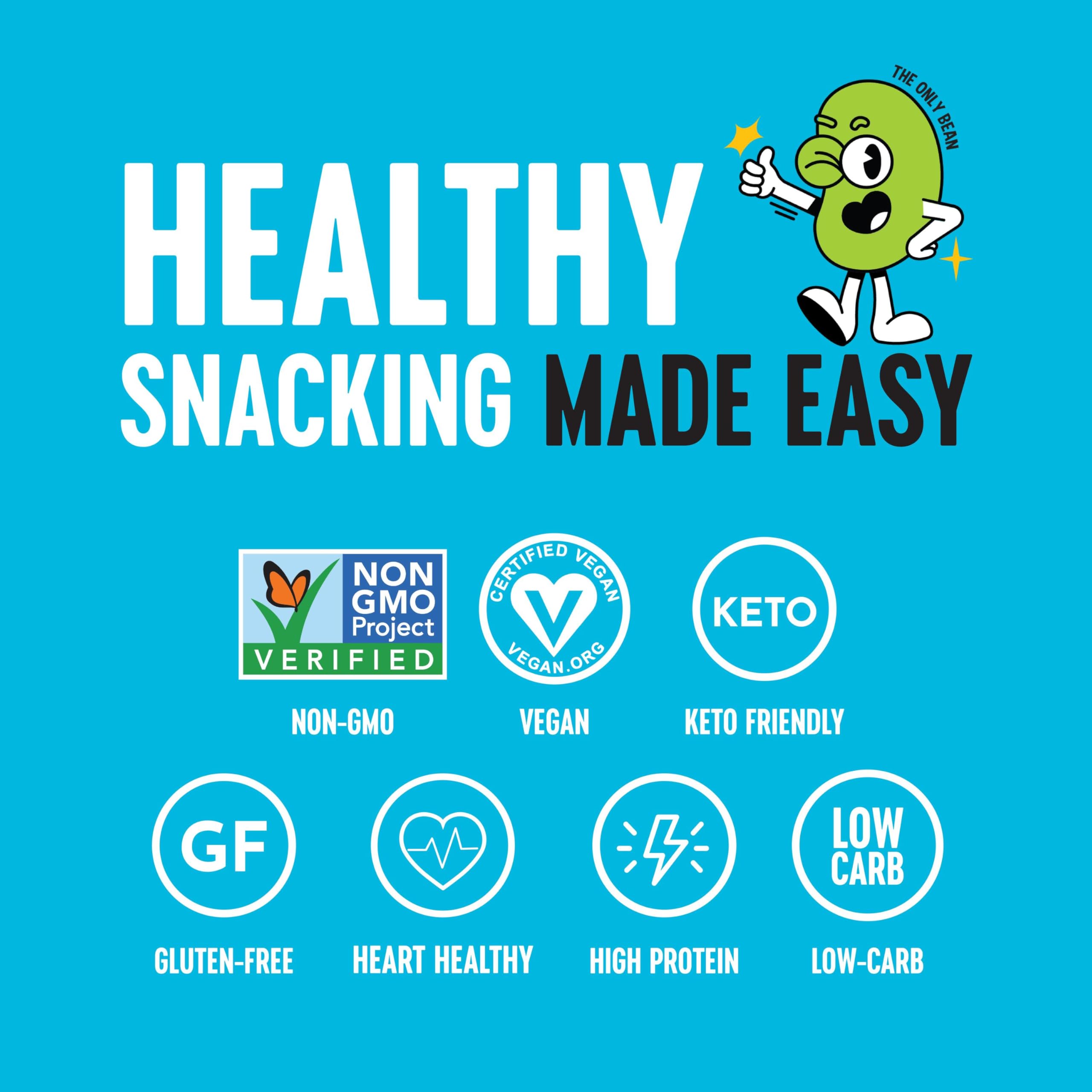 The Only Bean 125 calorie pack highlights keto friendly, low carb options