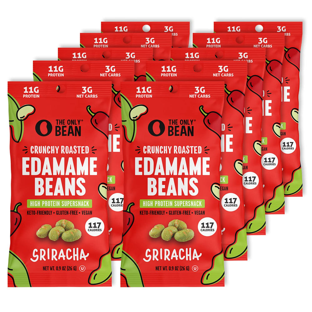 The Only Bean crunch texture closeup emphasizes savory Sriracha flavor