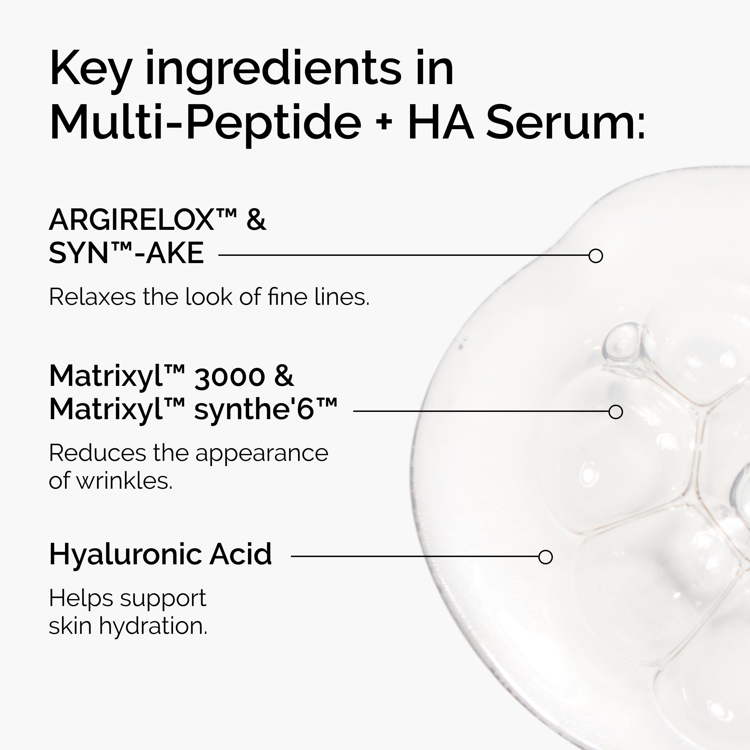 The Ordinary Age Support Serum label closeup highlights peptide technology for targeted anti-aging care.