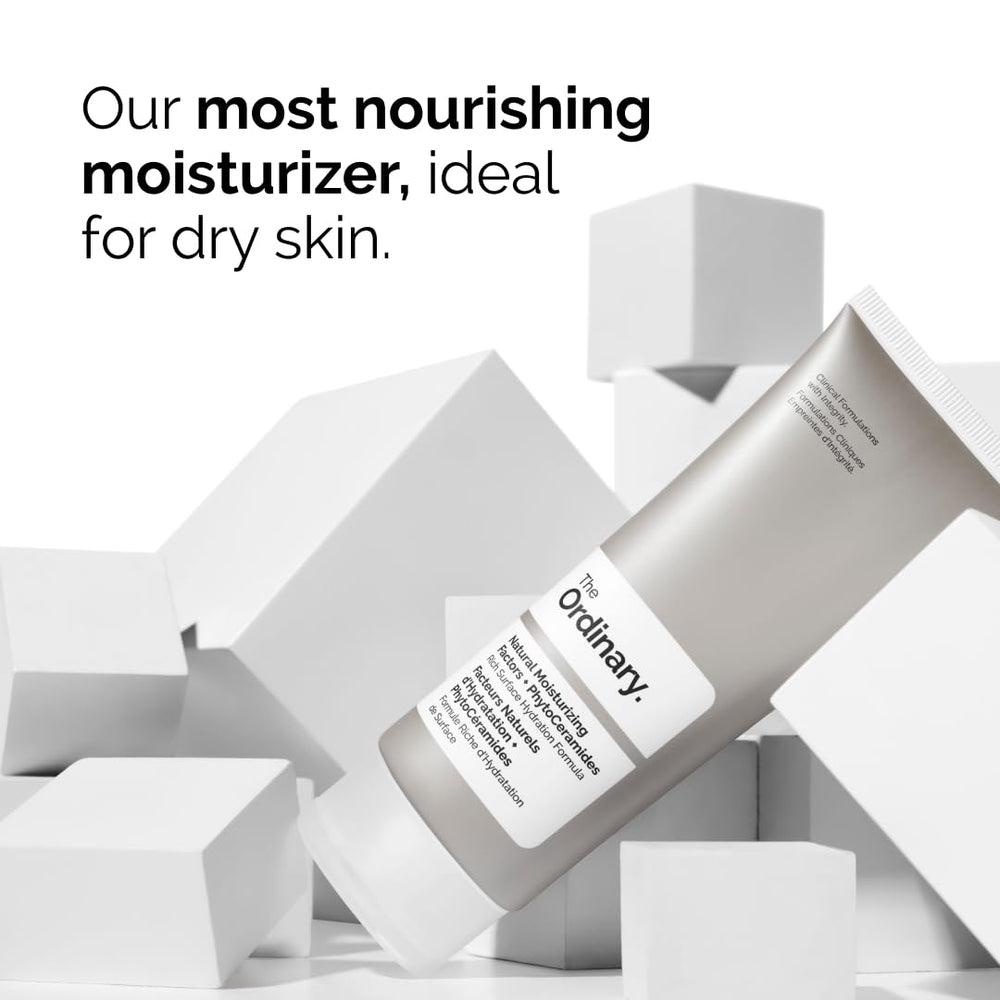 The Ordinary Moisturizer closeup highlights instant hydration and barrier support.