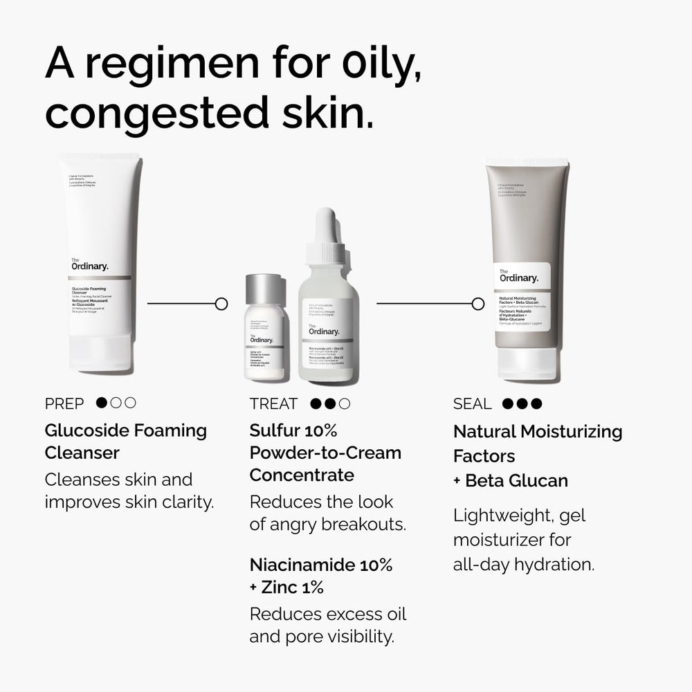 The Ordinary sulfur 10% product on skin shows powder-to-cream transition for mess-free use